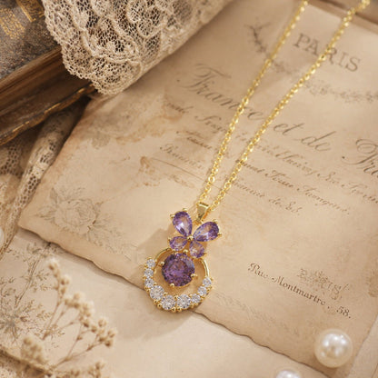 Violet Butterfly Waltz Necklace - Gold Plated - Abbott Atelier