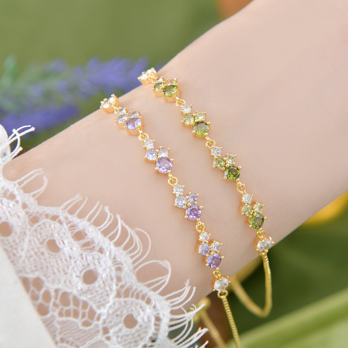 Violet Cascade Bracelet - Gold Plated - Abbott Atelier
