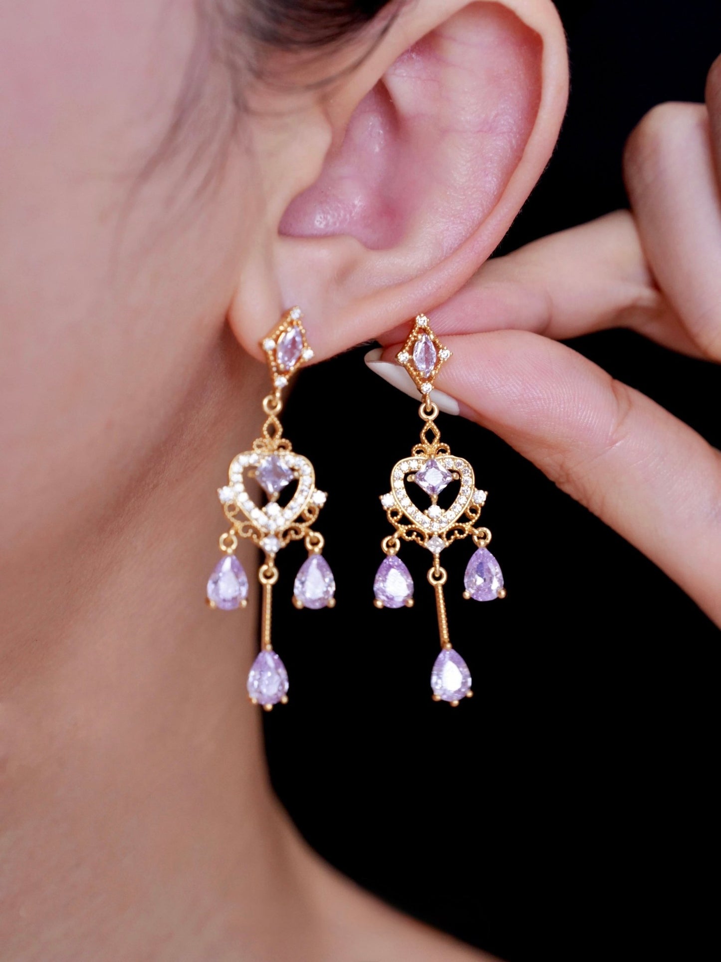 Violet Chandelier Earrings - Hypoallergenic - Abbott Atelier