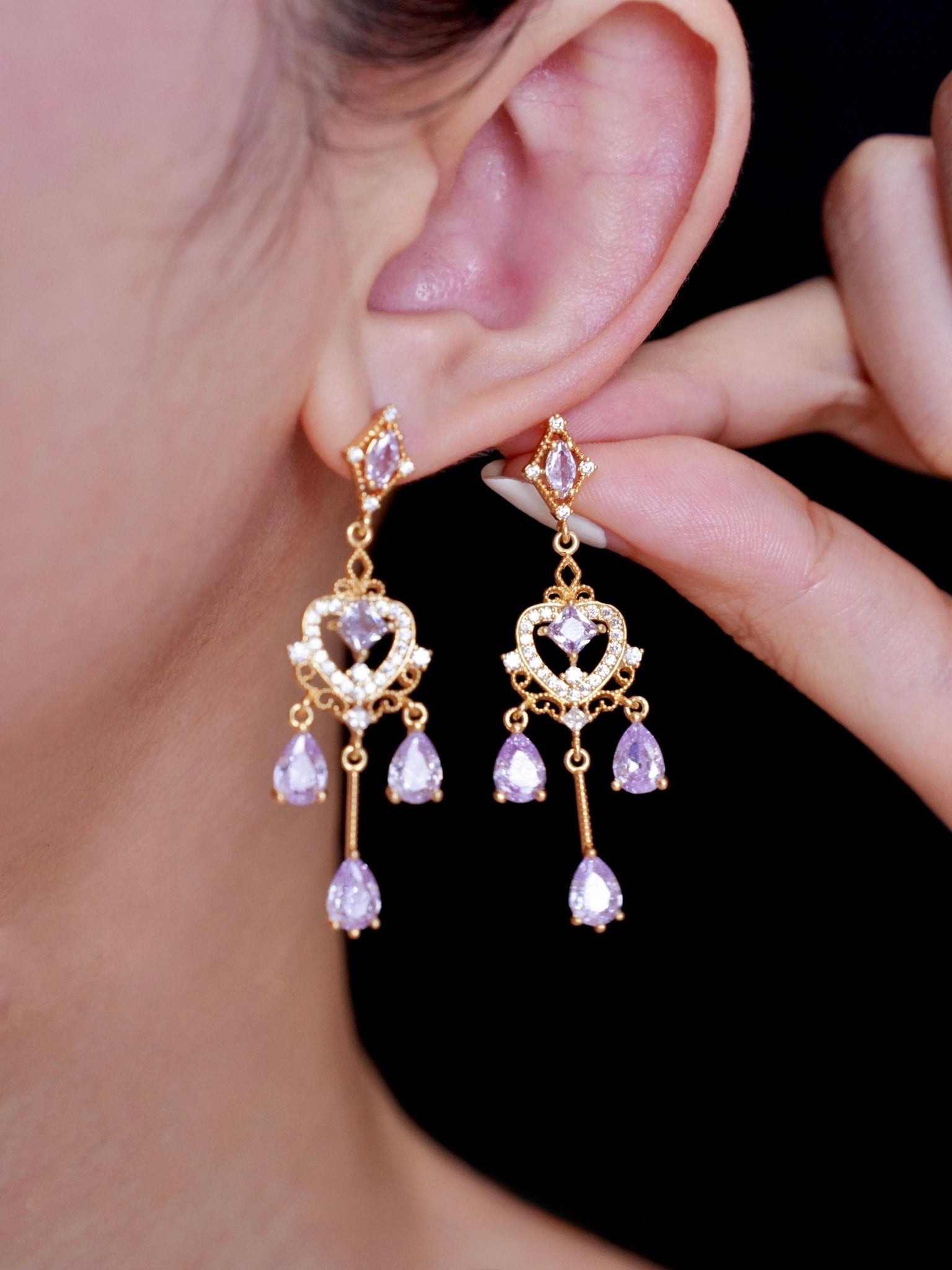 Violet Chandelier Earrings - Hypoallergenic - Abbott Atelier