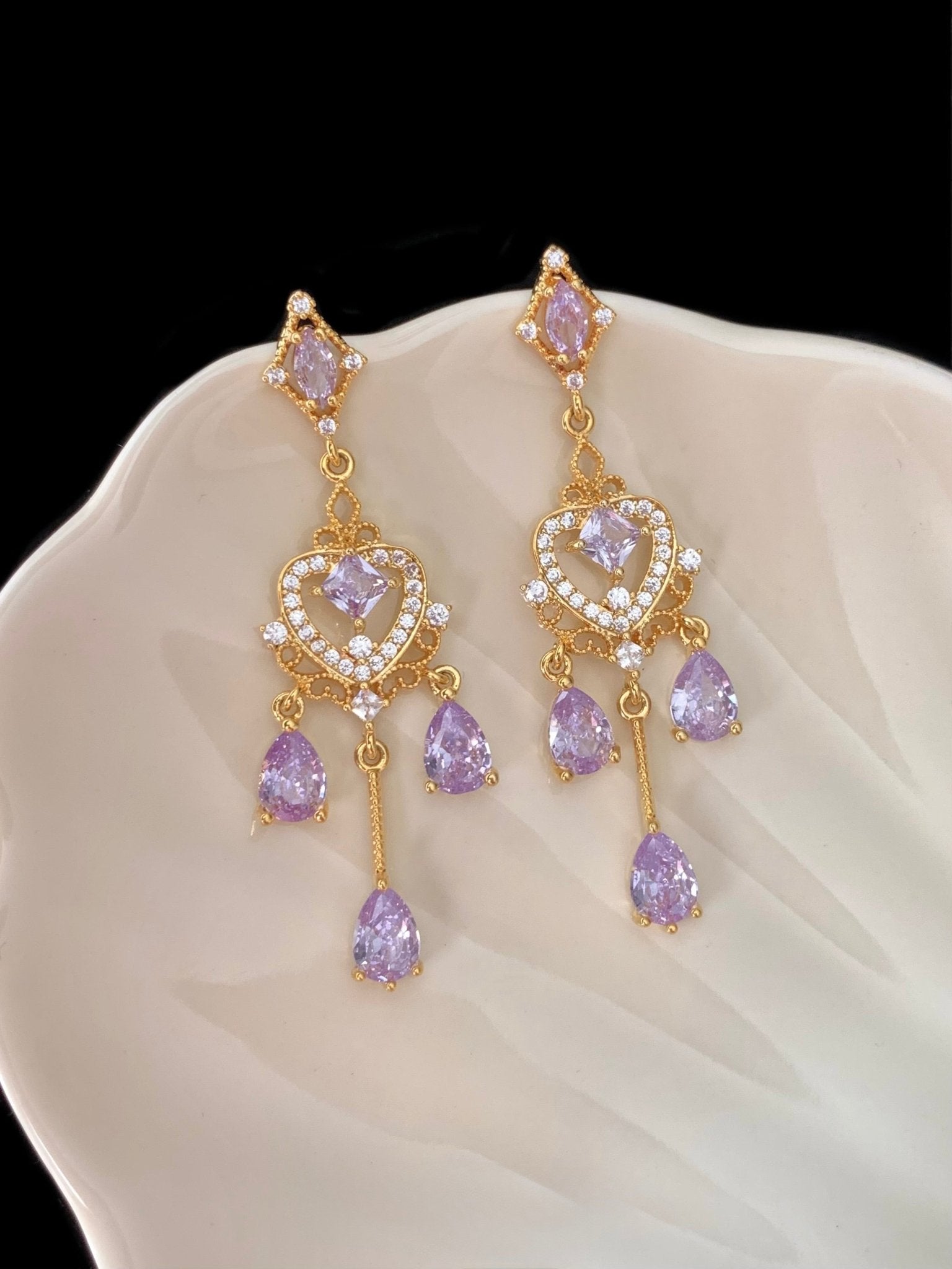 Violet Chandelier Earrings - Hypoallergenic - Abbott Atelier