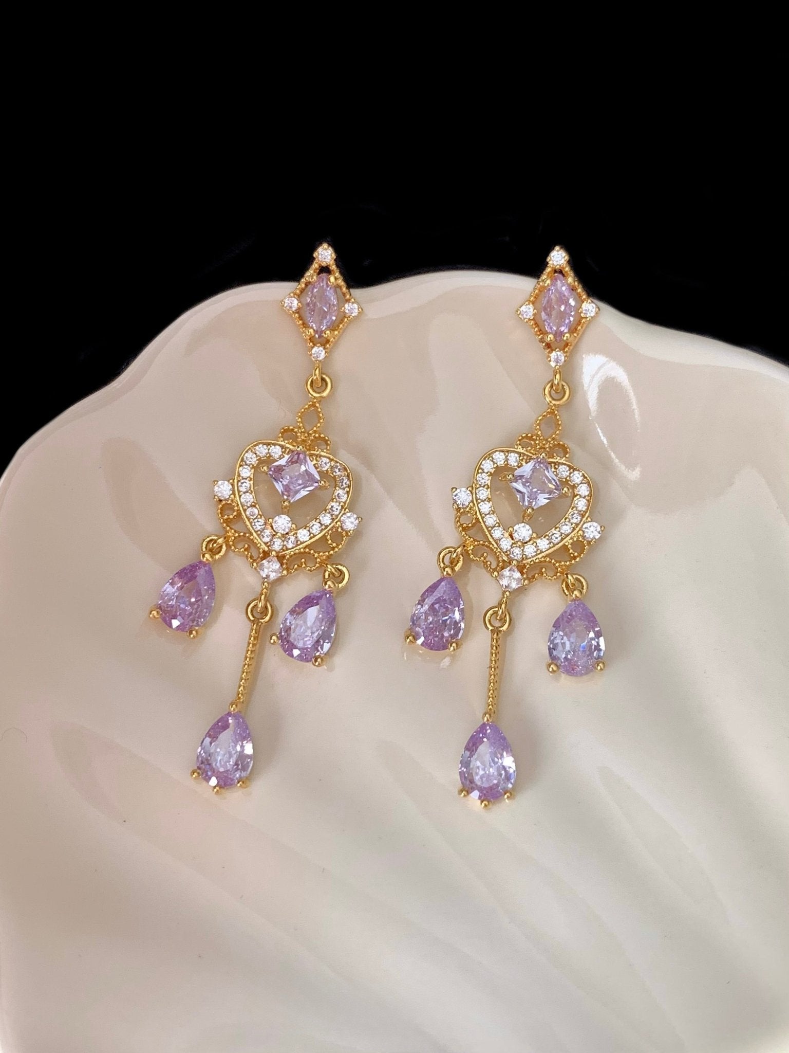 Violet Chandelier Earrings - Hypoallergenic - Abbott Atelier
