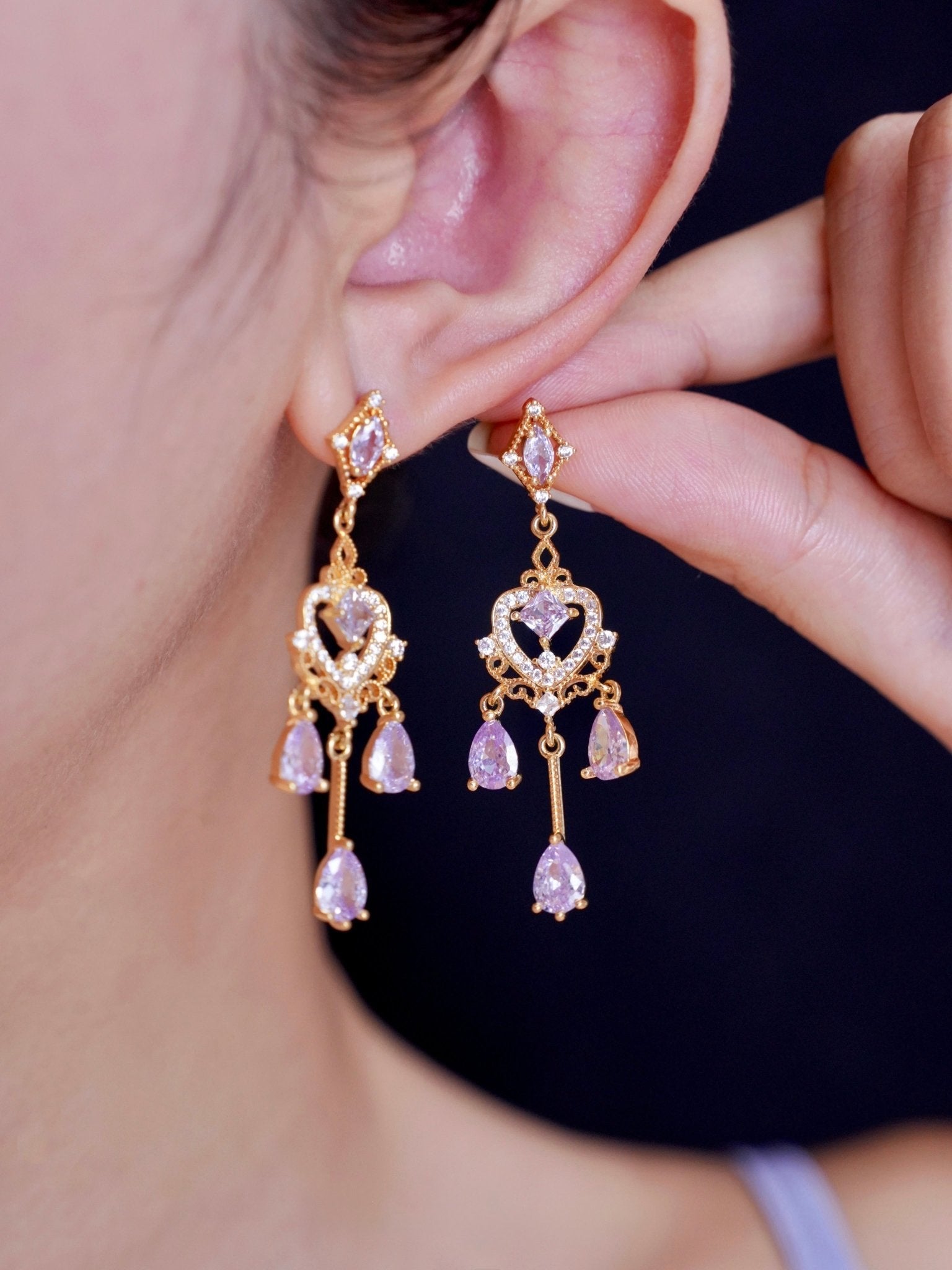 Violet Chandelier Earrings - Hypoallergenic - Abbott Atelier