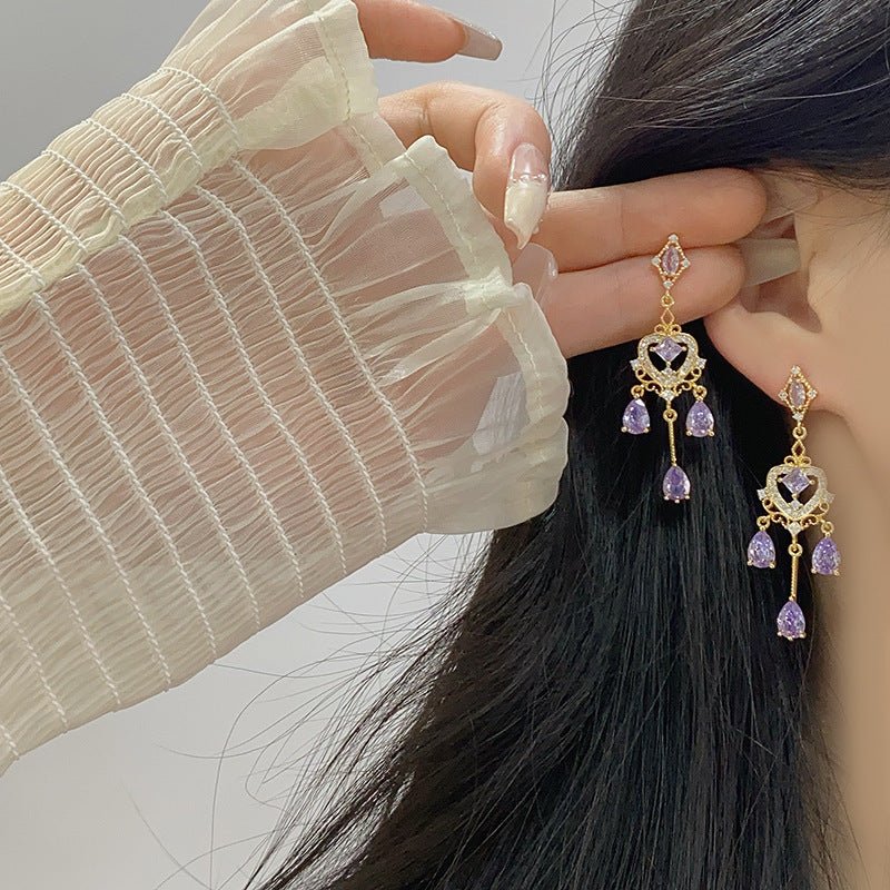 Violet Chandelier Earrings - Hypoallergenic - Abbott Atelier