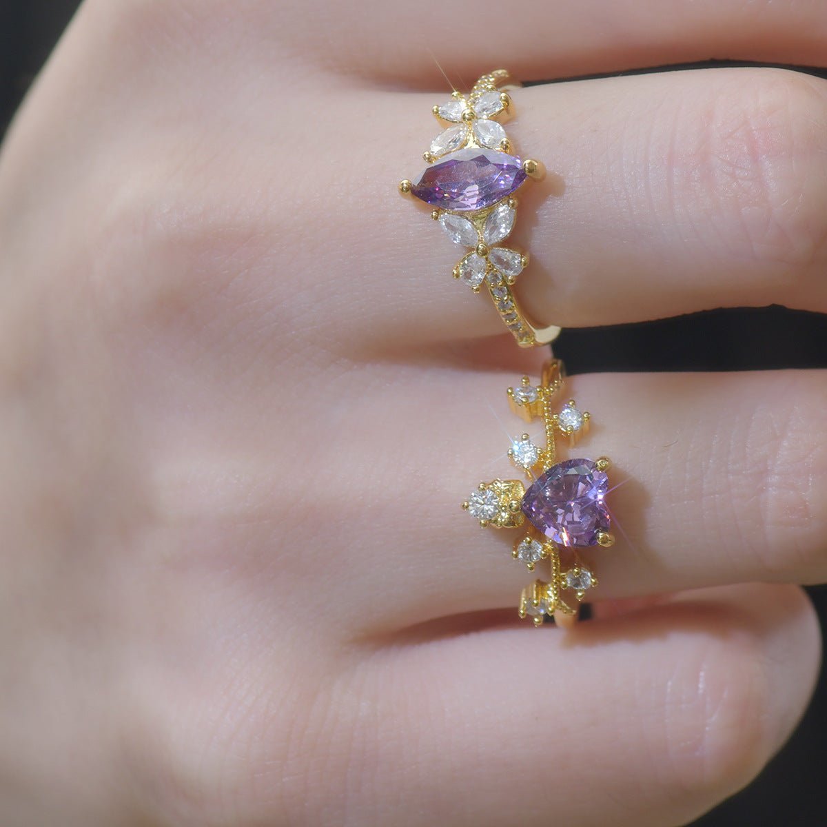 Violet Heart Flourish Ring - Gold-Plated - Abbott Atelier