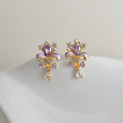 Violet Iris Earrings - Hypoallergenic - Abbott Atelier