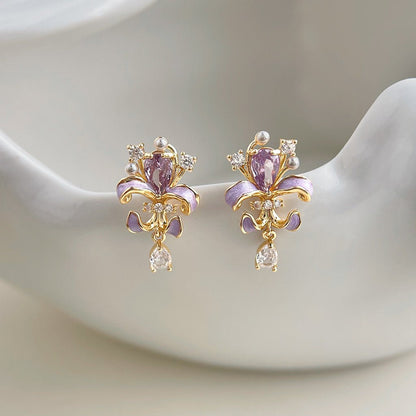 Violet Iris Earrings - Hypoallergenic - Abbott Atelier