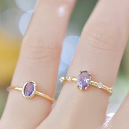 Violet Oval Bezel Ring - Gold - Plated - Abbott Atelier