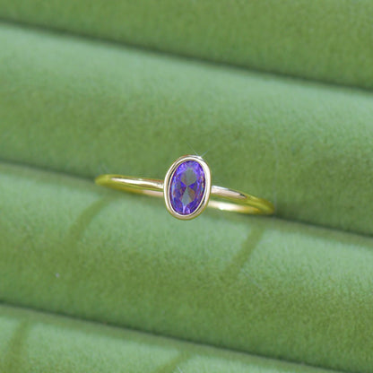 Violet Oval Bezel Ring - Gold - Plated - Abbott Atelier