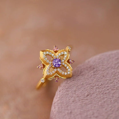 Violet Quatrefoil Ring - Gold - Plated - Abbott Atelier