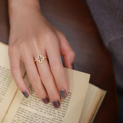 Violet Quatrefoil Ring - Gold - Plated - Abbott Atelier