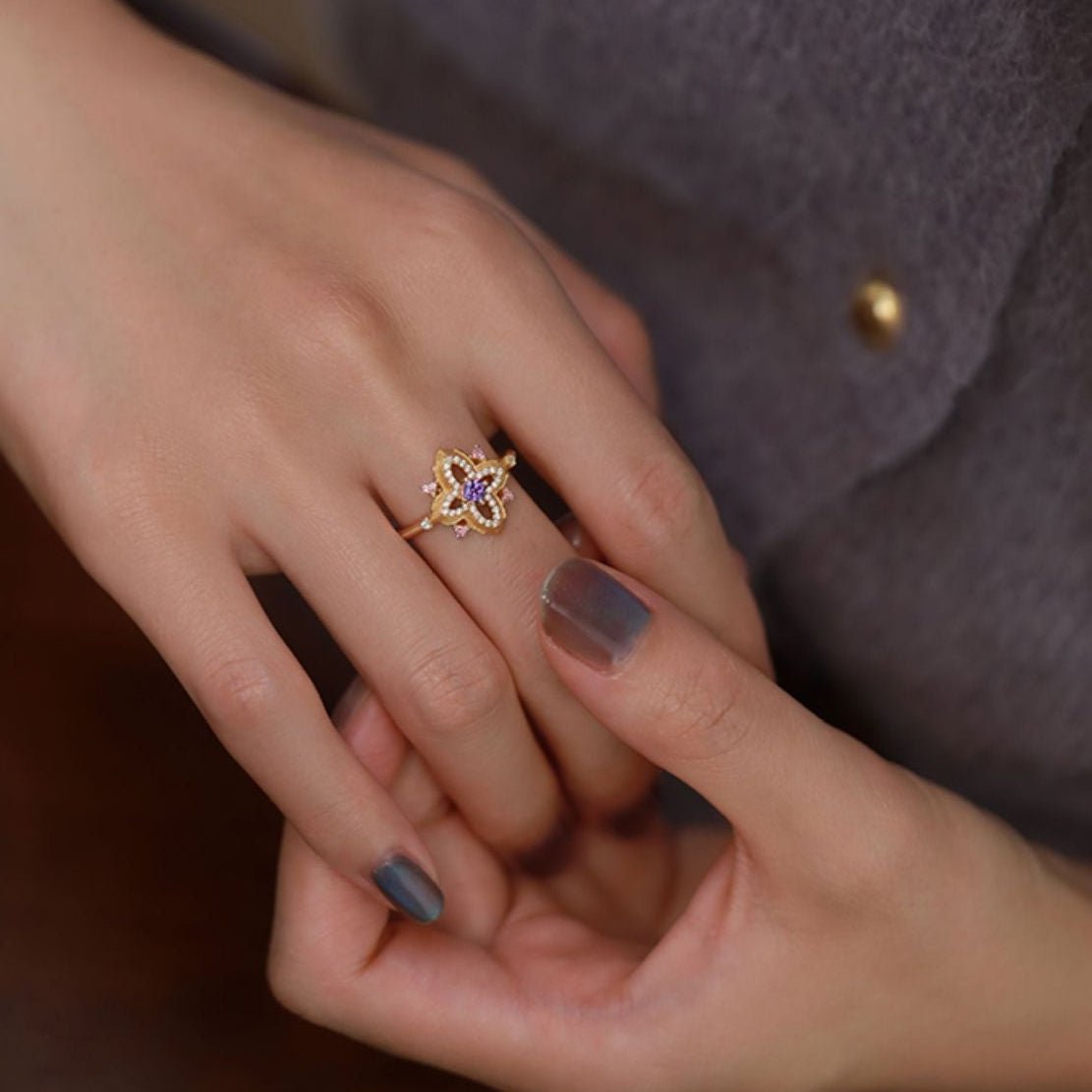 Violet Quatrefoil Ring - Gold - Plated - Abbott Atelier