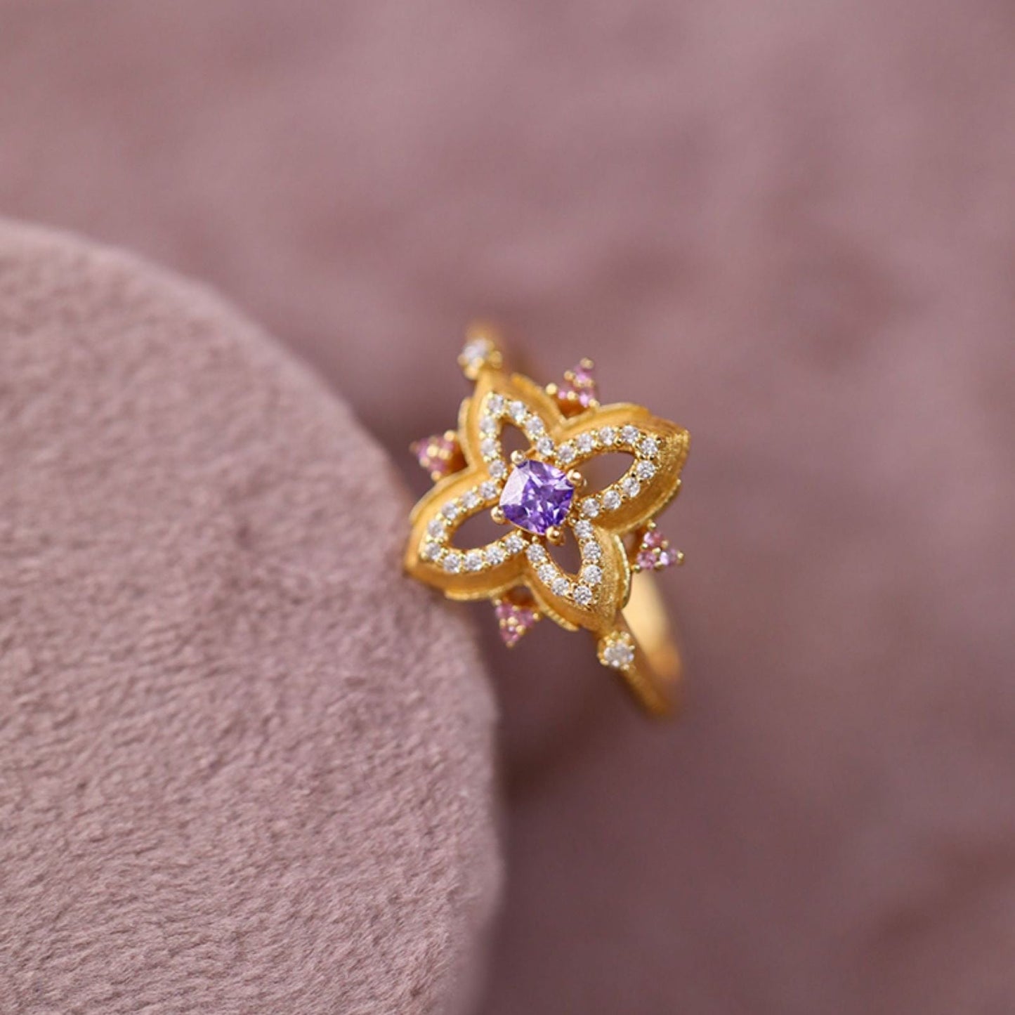 Violet Quatrefoil Ring - Gold - Plated - Abbott Atelier