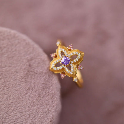 Violet Quatrefoil Ring - Gold - Plated - Abbott Atelier