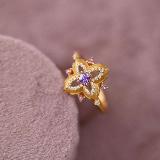 Violet Quatrefoil Ring - Gold - Plated - Abbott Atelier
