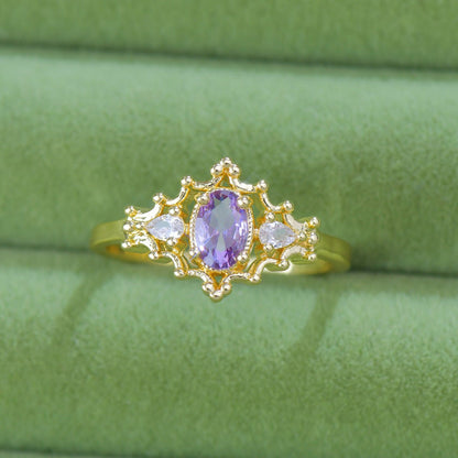 Violet Regalia Oval Ring - Gold - Plated - Abbott Atelier