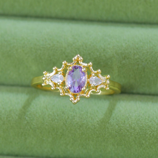 Violet Regalia Oval Ring - Gold - Plated - Abbott Atelier