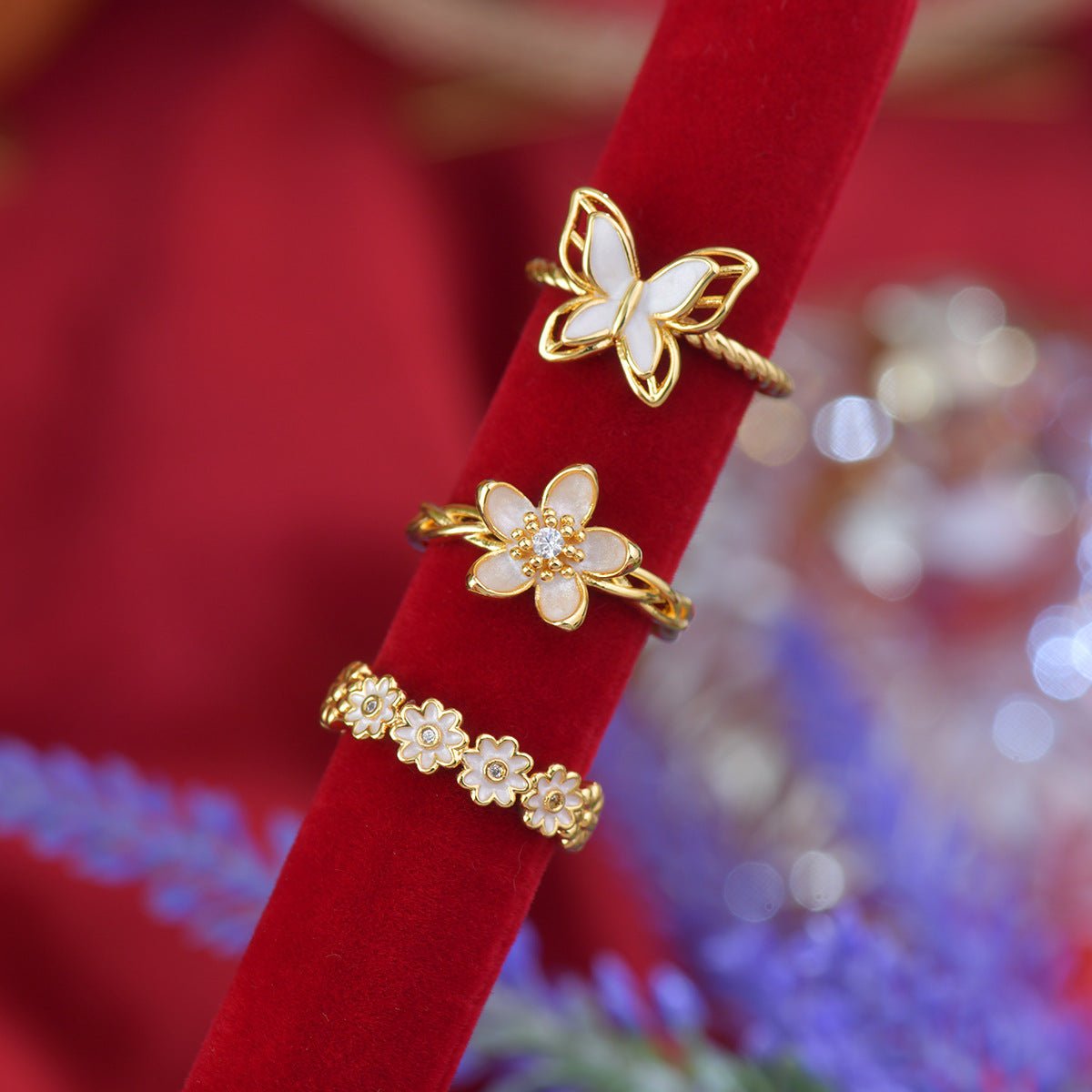 White Daisy Band Ring - Gold - Plated - Abbott Atelier