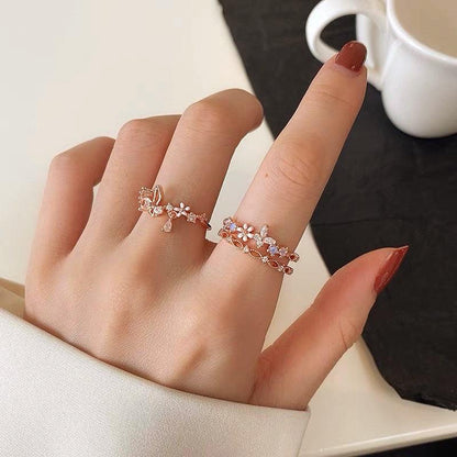 White Flower Butterfly Ring - Vivian - Gold - Plated - Abbott Atelier