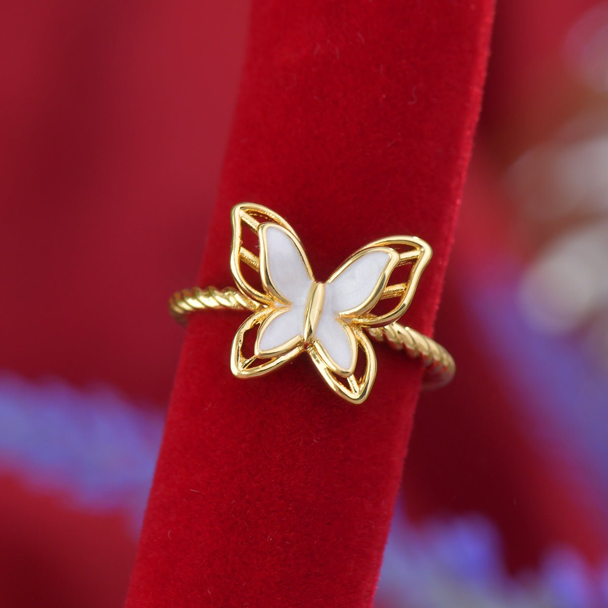 White Mariposa Ring - Gold - Plated - Abbott Atelier
