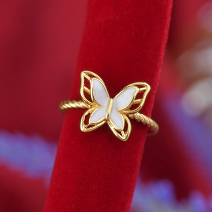 White Mariposa Ring - Gold - Plated - Abbott Atelier