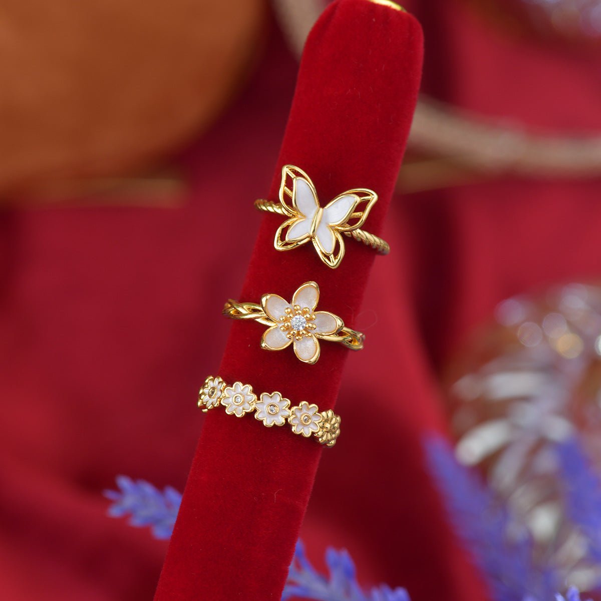 White Mariposa Ring - Gold - Plated - Abbott Atelier