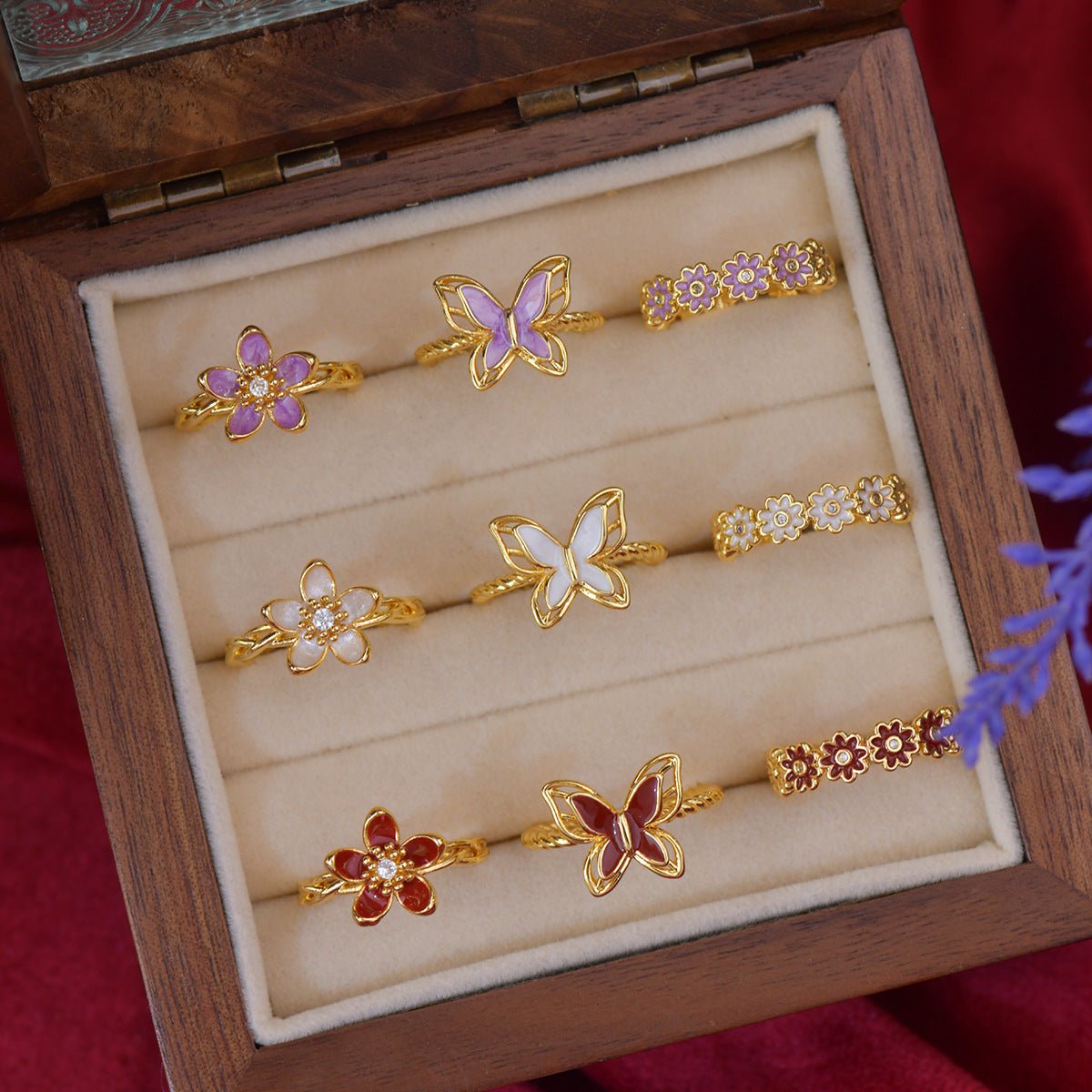 White Mariposa Ring - Gold - Plated - Abbott Atelier