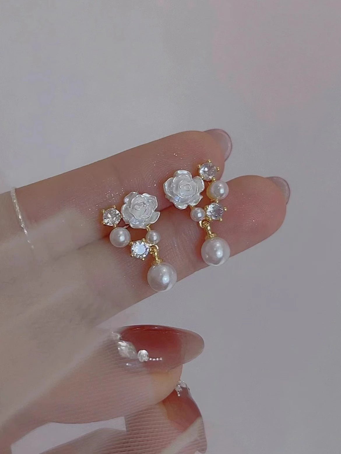 White Rose Earrings - Hypoallergenic - Abbott Atelier