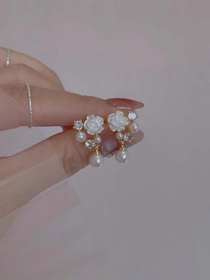 White Rose Earrings - Hypoallergenic - Abbott Atelier