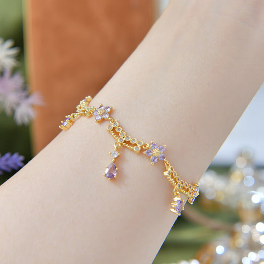 Wildflower Serenade Bracelet in Purple - Gold Plated - Abbott Atelier