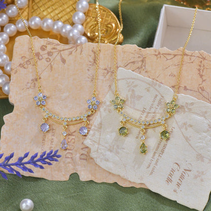 Wildflower Serenade Necklace in Green - Gold Plated - Abbott Atelier