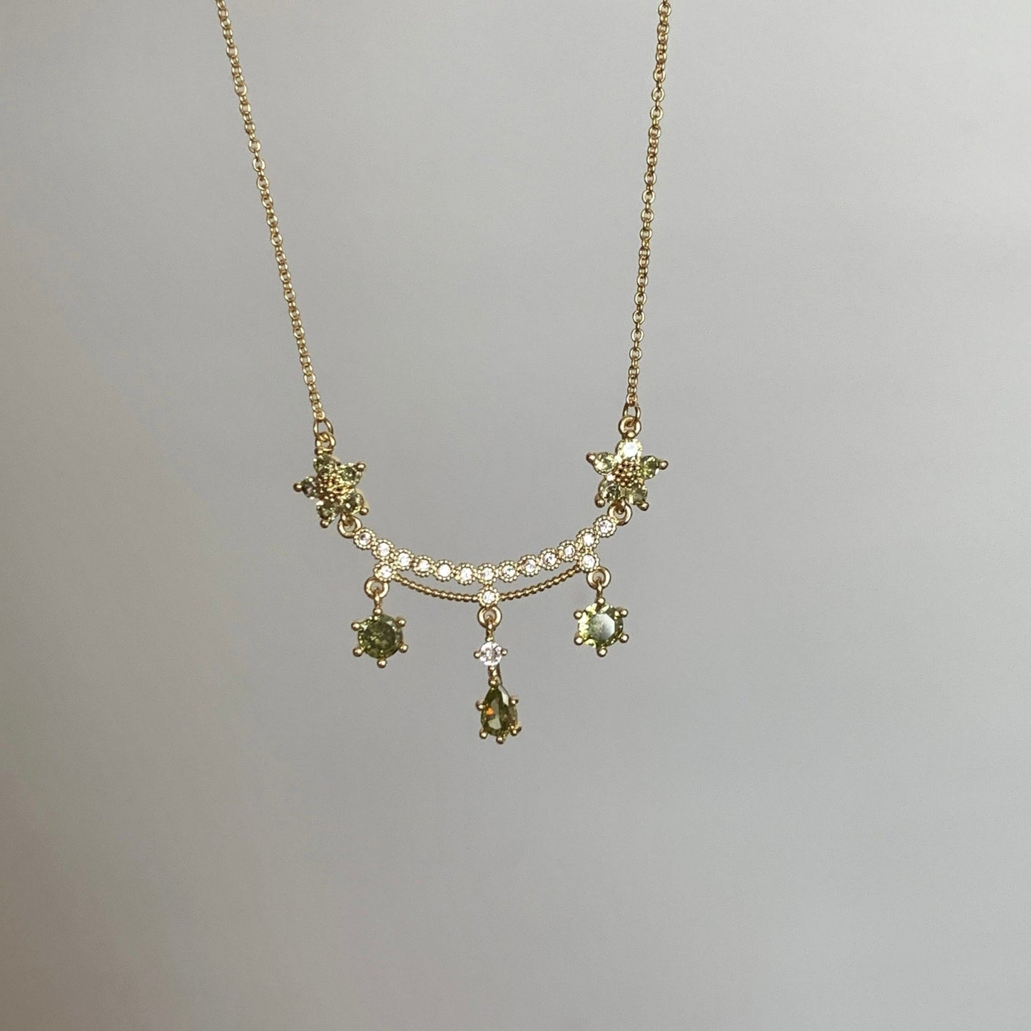 Wildflower Serenade Necklace in Green - Gold Plated - Abbott Atelier