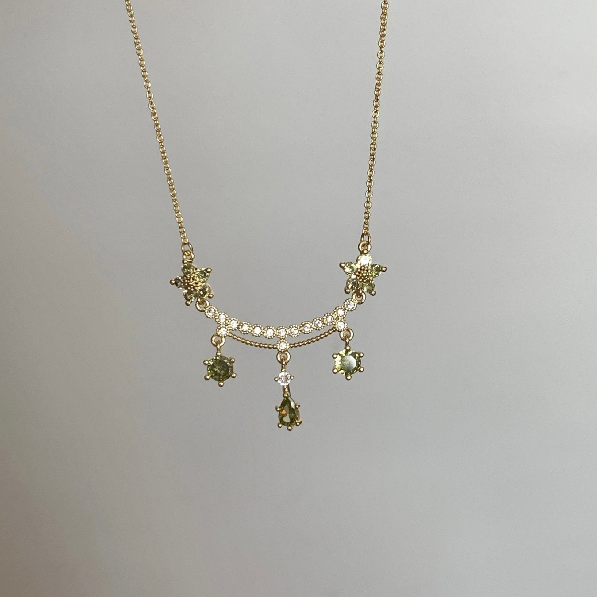Wildflower Serenade Necklace in Green - Gold Plated - Abbott Atelier