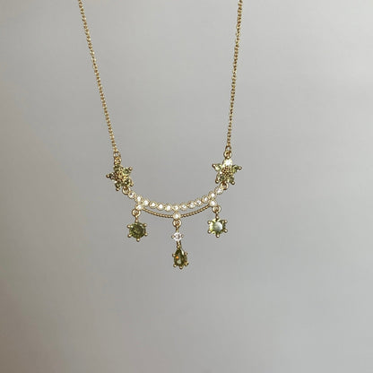 Wildflower Serenade Necklace in Green - Gold Plated - Abbott Atelier