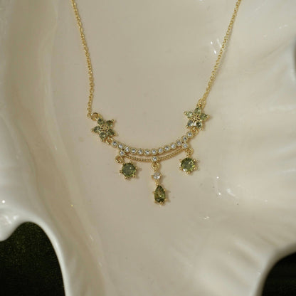 Wildflower Serenade Necklace in Green - Gold Plated - Abbott Atelier