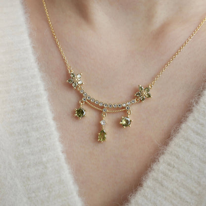 Wildflower Serenade Necklace in Green - Gold Plated - Abbott Atelier
