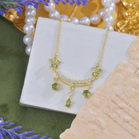 Wildflower Serenade Necklace in Green - Gold Plated - Abbott Atelier