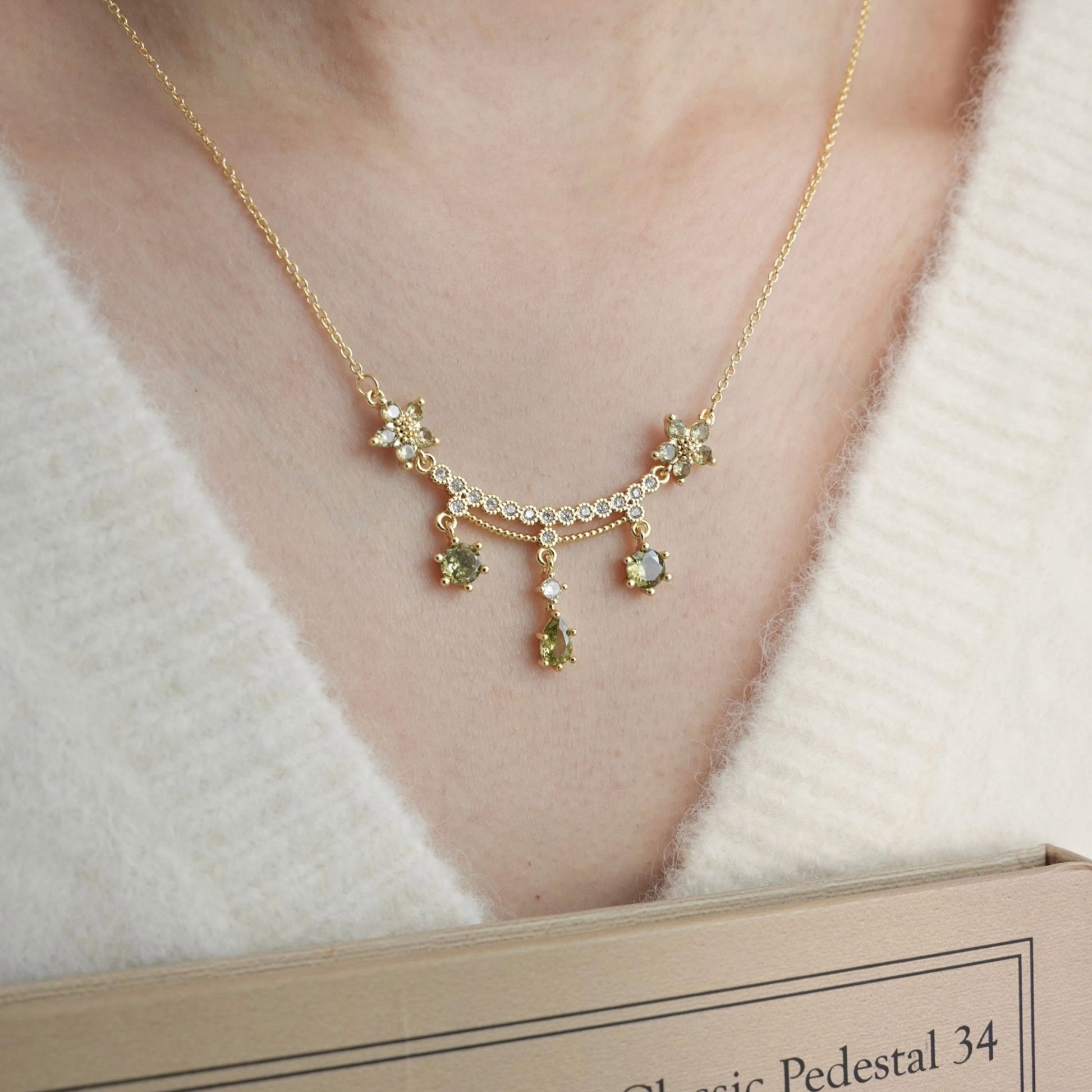 Wildflower Serenade Necklace in Green - Gold Plated - Abbott Atelier