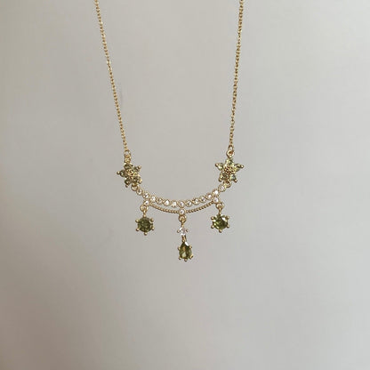Wildflower Serenade Necklace in Green - Gold Plated - Abbott Atelier
