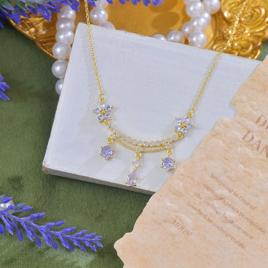Wildflower Serenade Necklace in Purple - Gold Plated - Abbott Atelier