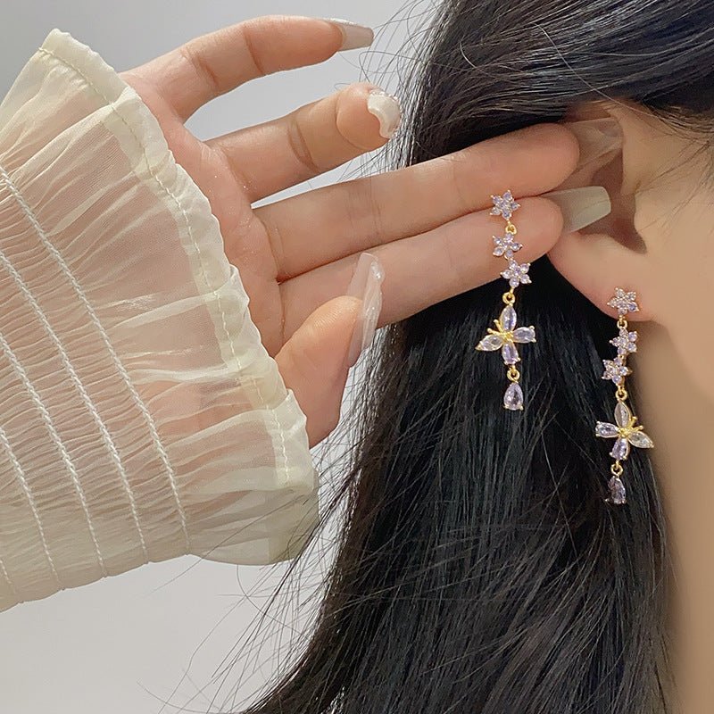 Wisteria Butterfly Drop Earrings - Gold Plated - Abbott Atelier