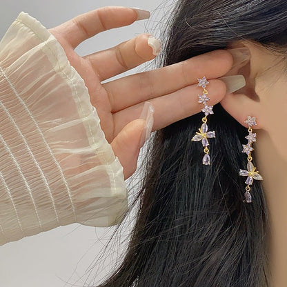 Wisteria Butterfly Drop Earrings - Gold Plated - Abbott Atelier