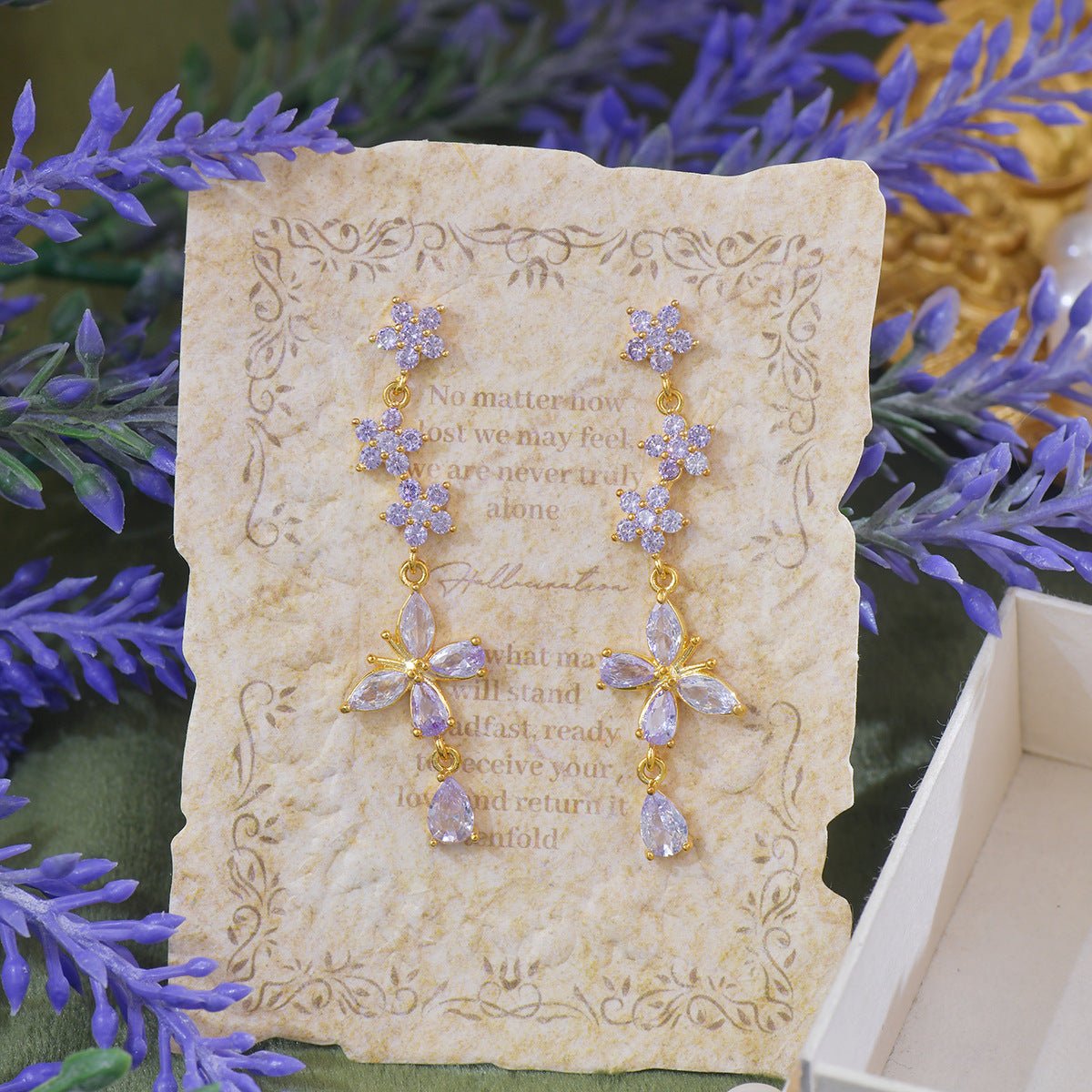 Wisteria Butterfly Drop Earrings - Gold Plated - Abbott Atelier