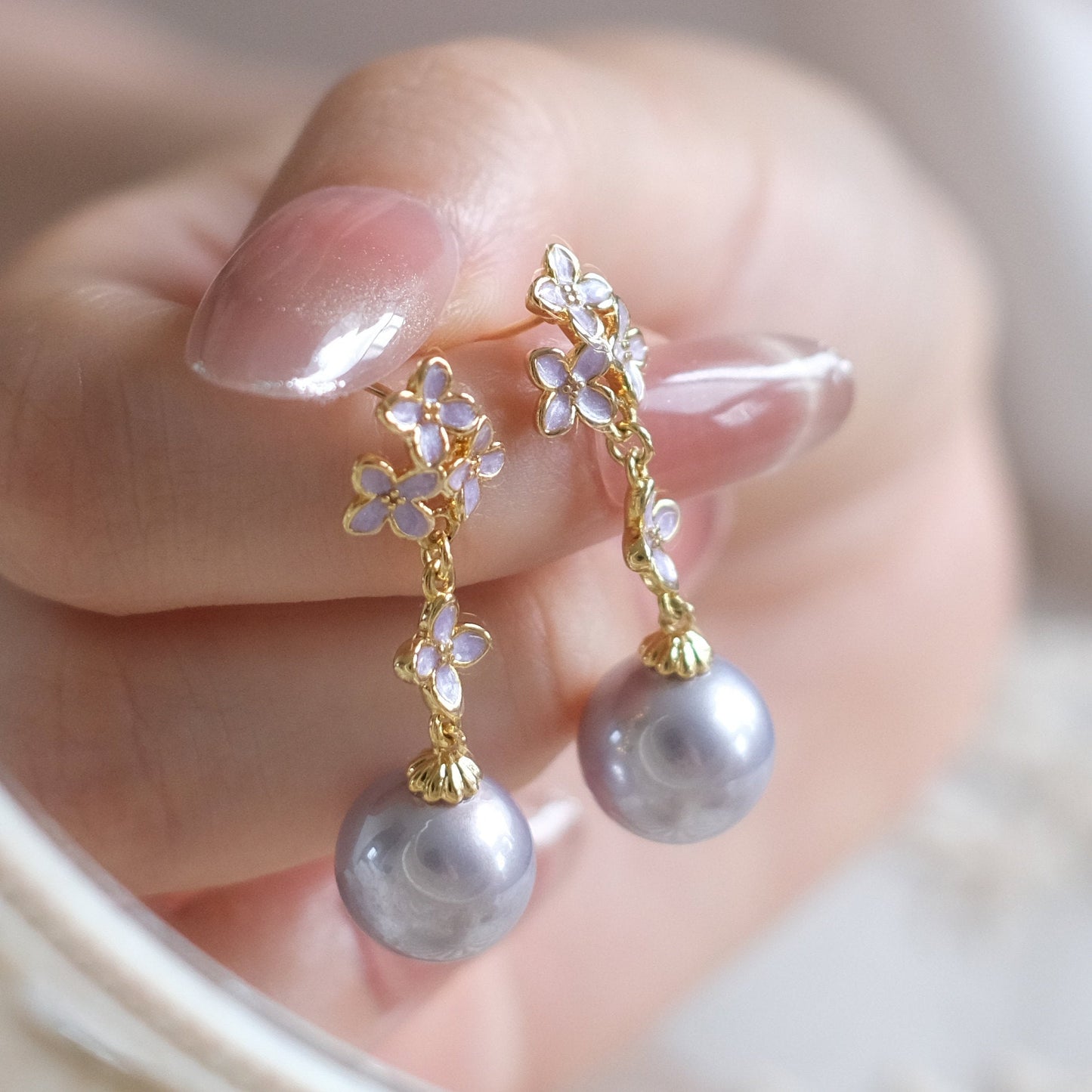 Wisteria Pearl Earrings - Gold Plated - Abbott Atelier