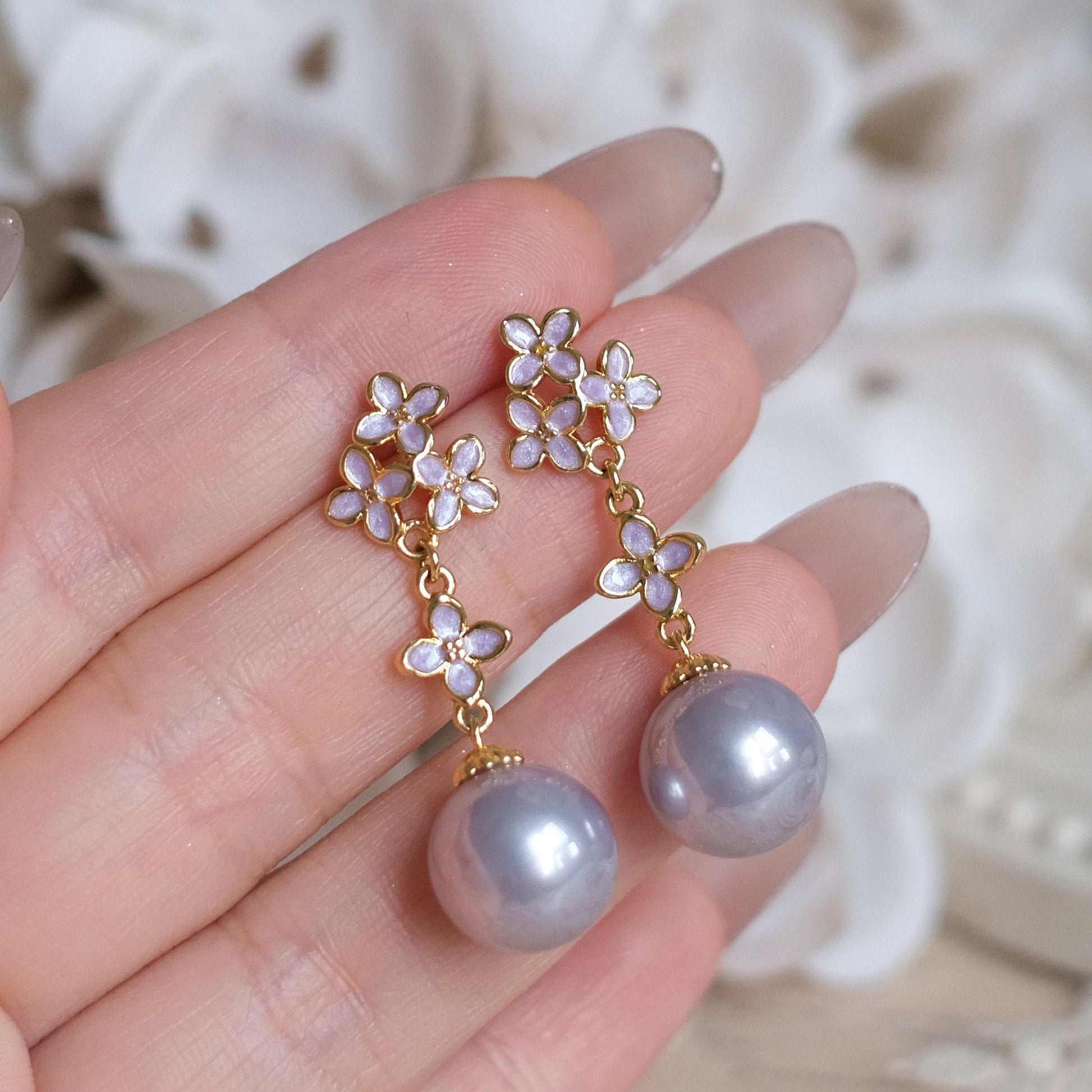 Wisteria Pearl Earrings - Gold Plated - Abbott Atelier