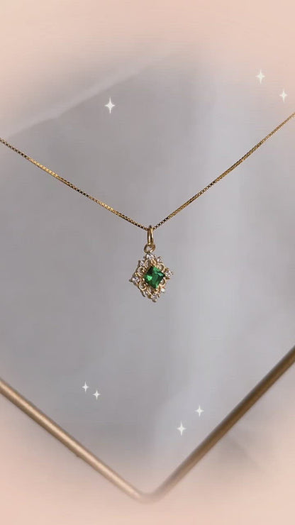 Baroque Emerald Necklace (Solid Silver)