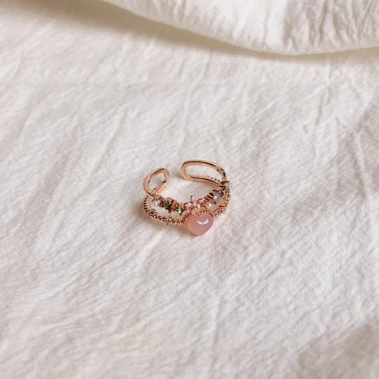 Floral Pink Heart Ring 002 - Abbott Atelier