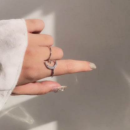 [Clearance] Moon and Star Ring Set (Gold/Silver)