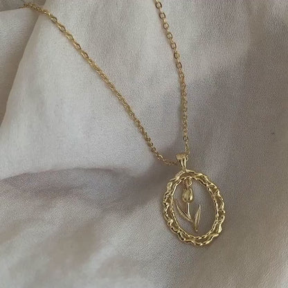 Vintage Tulip Necklace (Solid Silver)