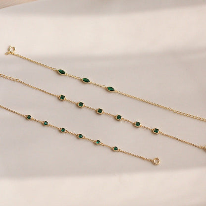 Emerald Bracelet (Solid Silver) - 3 Styles